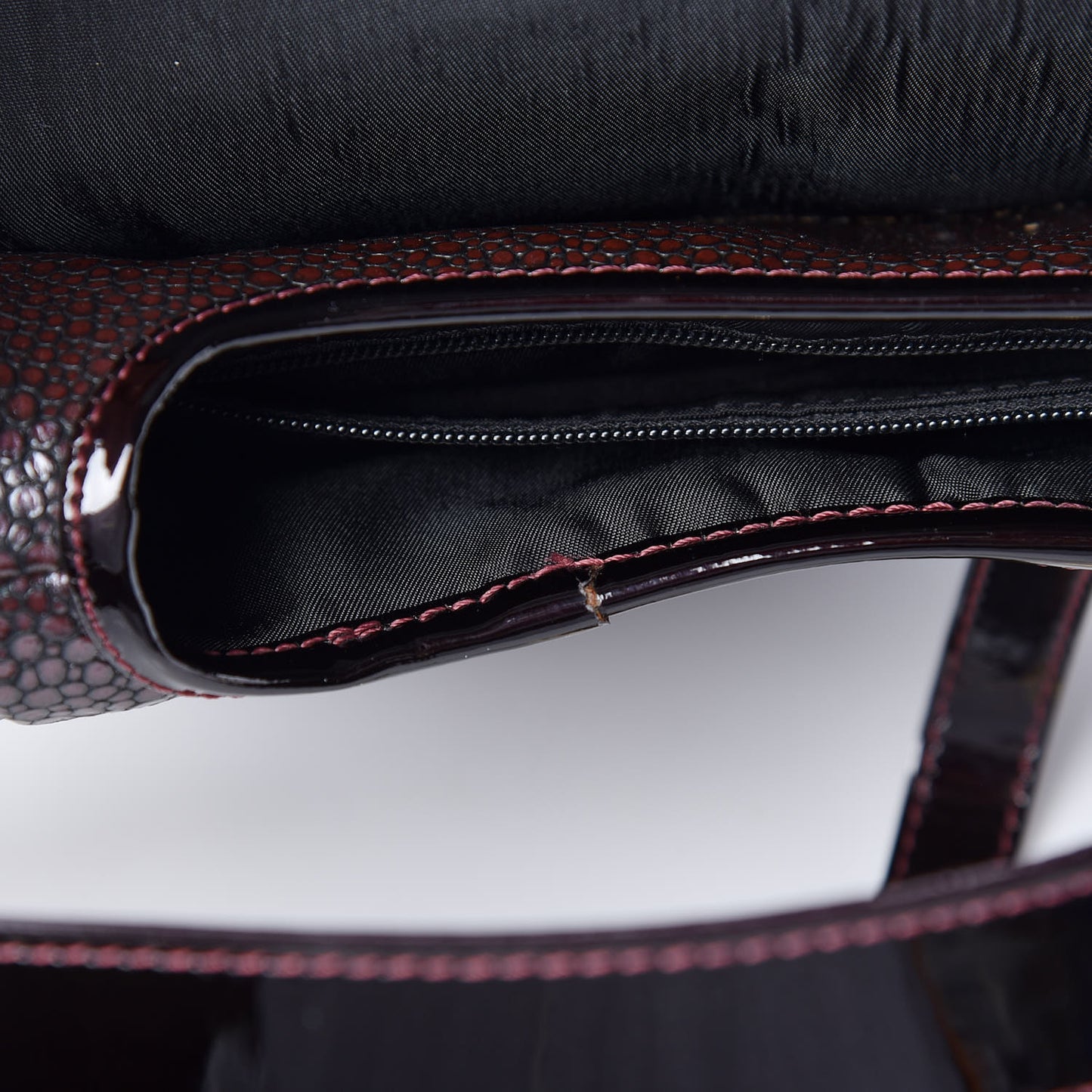 Calfskin Stingray Embossed Saddle Bag Red