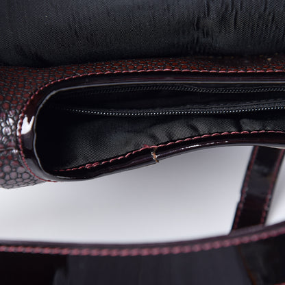 Christian Dior Calfskin Stingray Embossed Saddle Bag Red 8 of 13