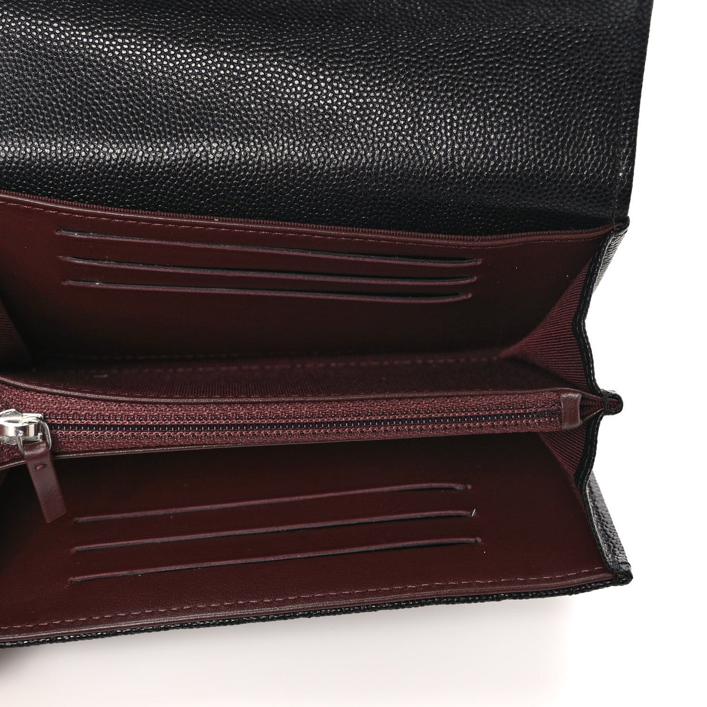 Caviar Quilted Large Gusset Flap Wallet Black