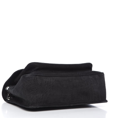 Saint Laurent Nubuck Crocodile Embossed Monogram Medium Niki Chain Satchel Black 4 of 10