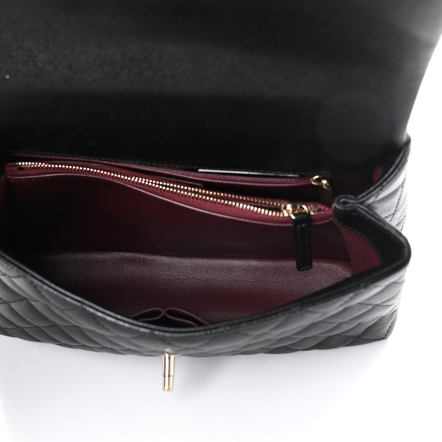 Caviar Quilted Small Coco Handle Flap Black