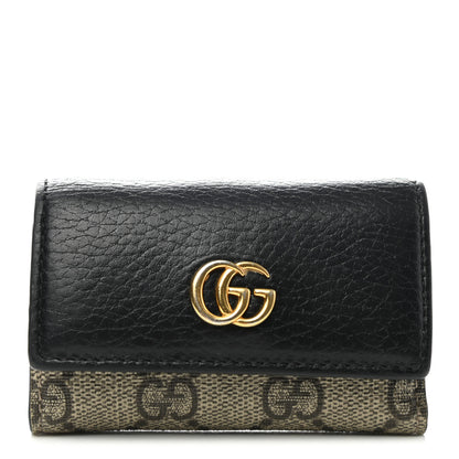 Gucci Dollar Calfskin GG Supreme Monogram GG Marmont 6 Key Holder Case Black Beige Ebony 1 of 8