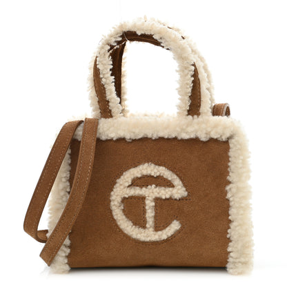 Telfar X UGG Suede Shearling Small Shopping Bag Chestnut 1 of 11