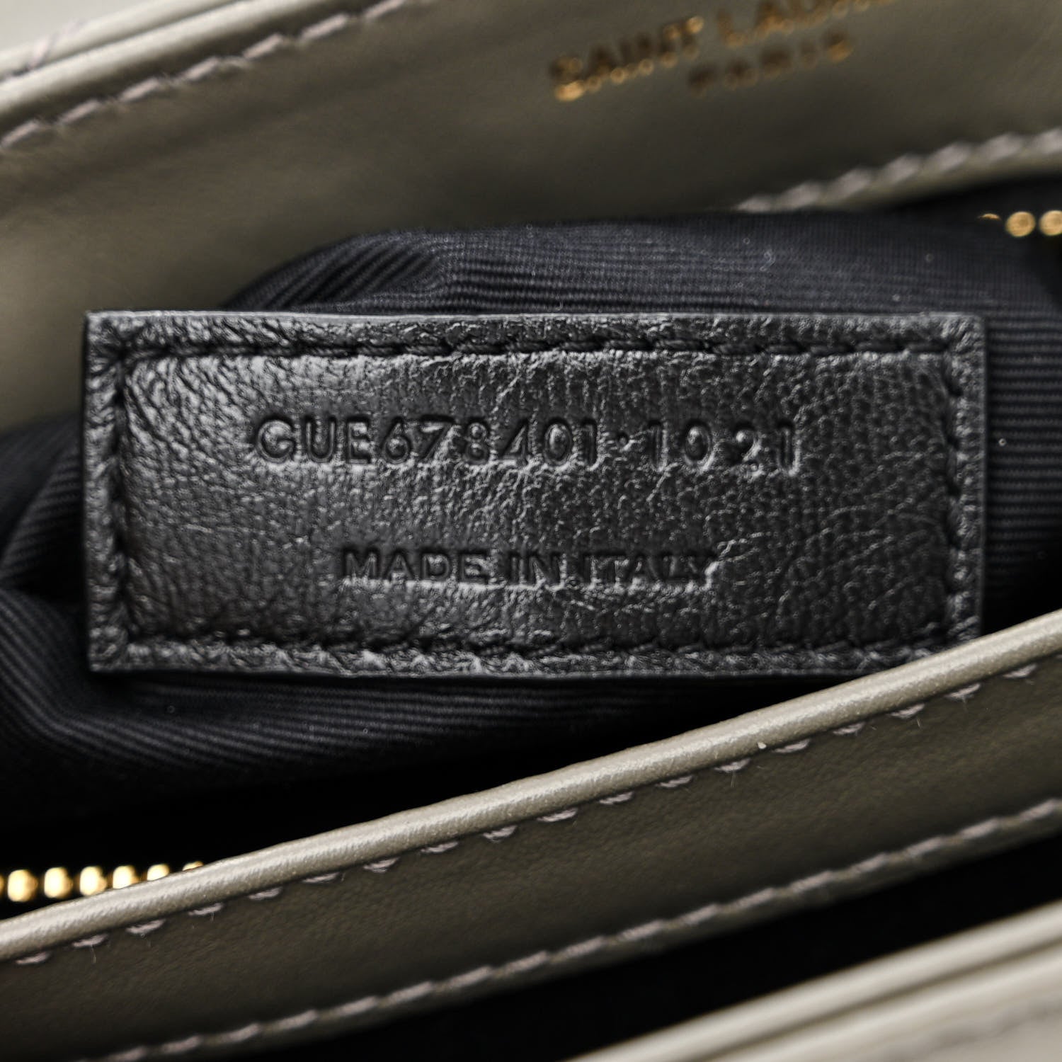 Saint Laurent Calfskin Y Quilted Monogram Toy Loulou Crossbody Bag Grey Kaki 7 of 12