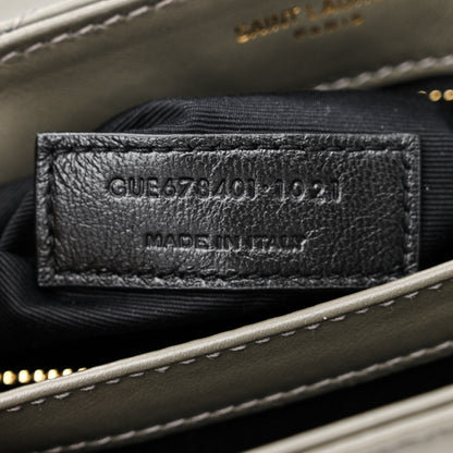 Saint Laurent Calfskin Y Quilted Monogram Toy Loulou Crossbody Bag Grey Kaki 7 of 12