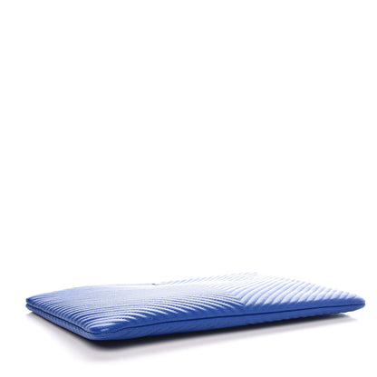 Chanel Caviar Chevron Quilted Large Cosmetic Case Bright Blue 4 of 7