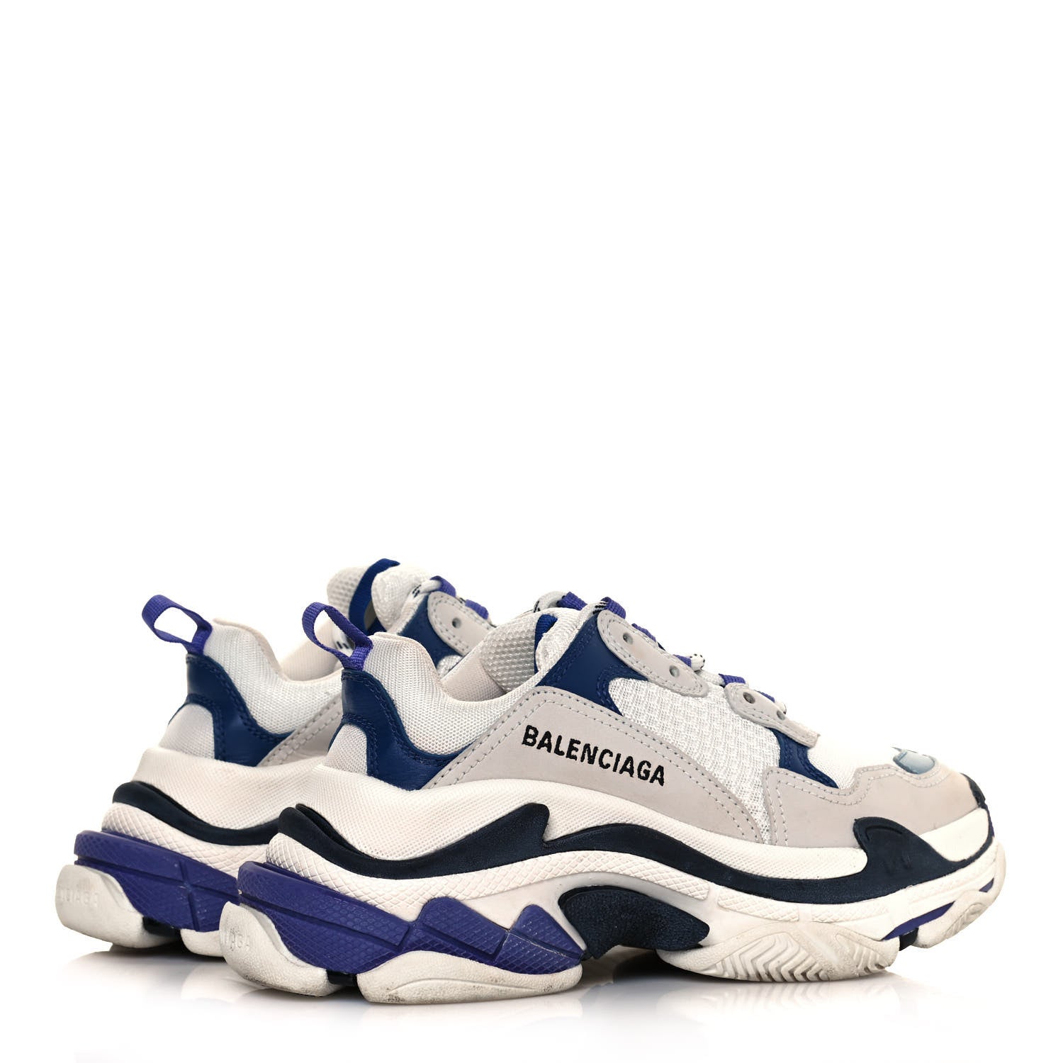 Balenciaga Mesh Nubuck Womens Triple S Sneakers 36 White Bleu Violet 4 of 11