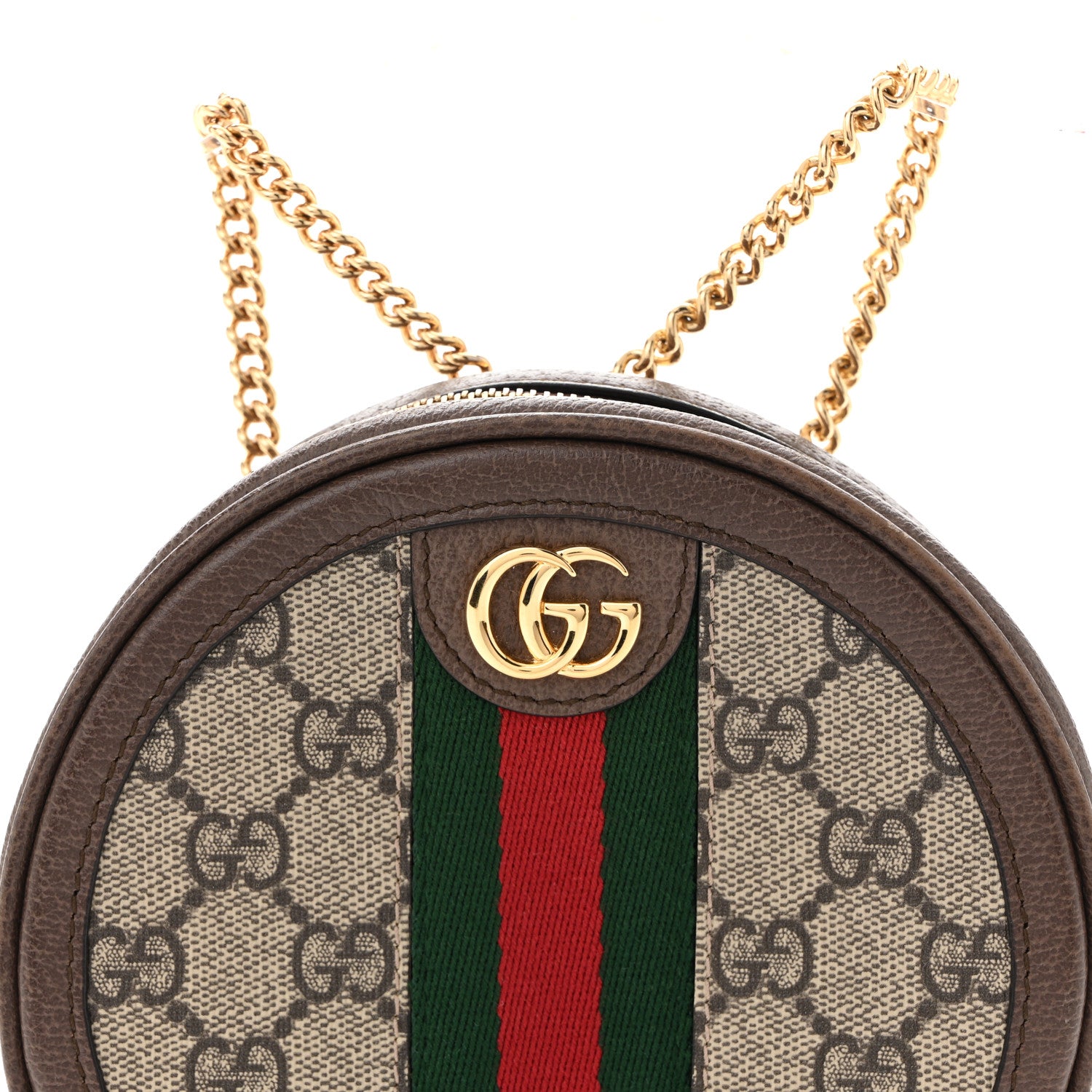 Gucci GG Supreme Monogram Web Mini Ophidia Round Shoulder Bag Brown 8 of 10