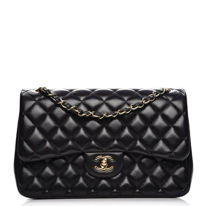 Chanel Lambskin Quilted Jumbo Double Flap Black 1 of 13