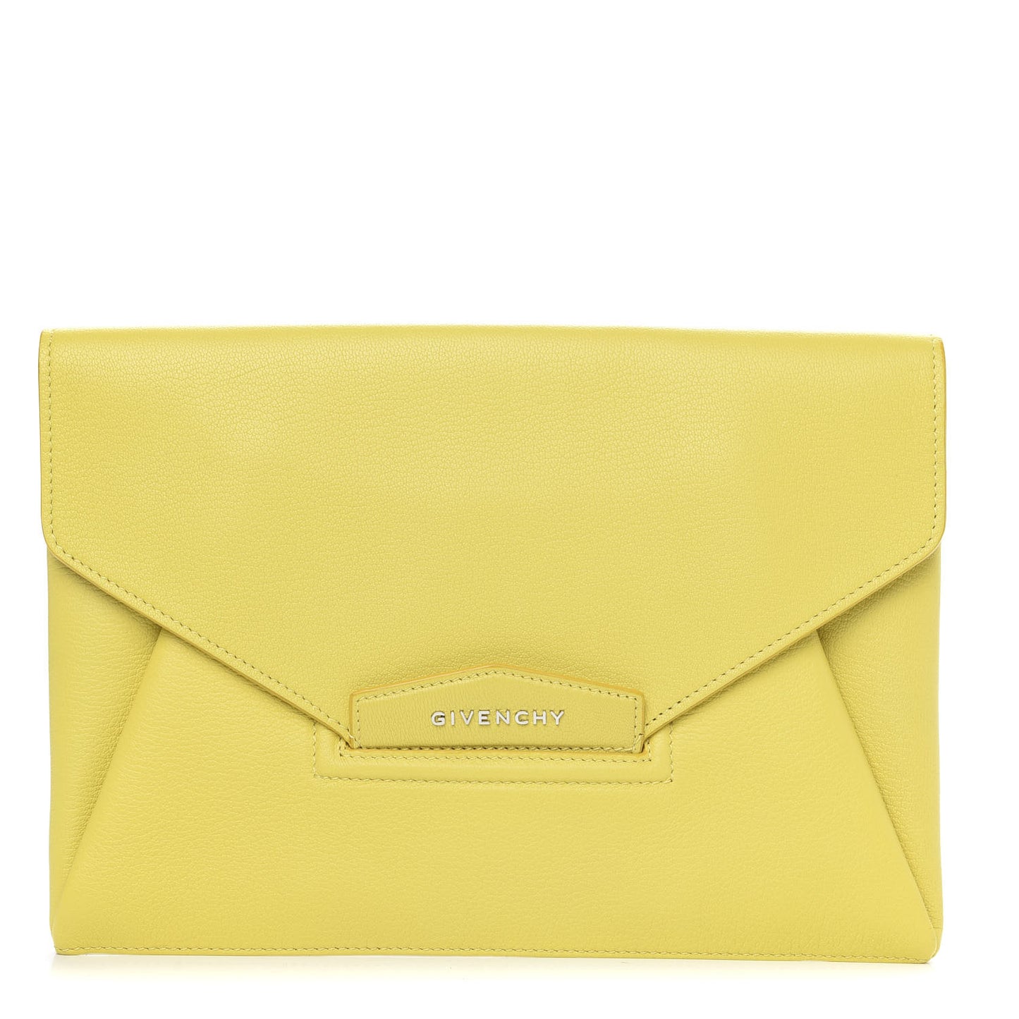 Sugar Goatskin Medium Antigona Envelope Clutch Yellow