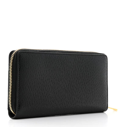 Gucci GG Supreme Monogram Textured Dollar Calfskin New Basket Zip Around Wallet Beige Ebony Black 3 of 8