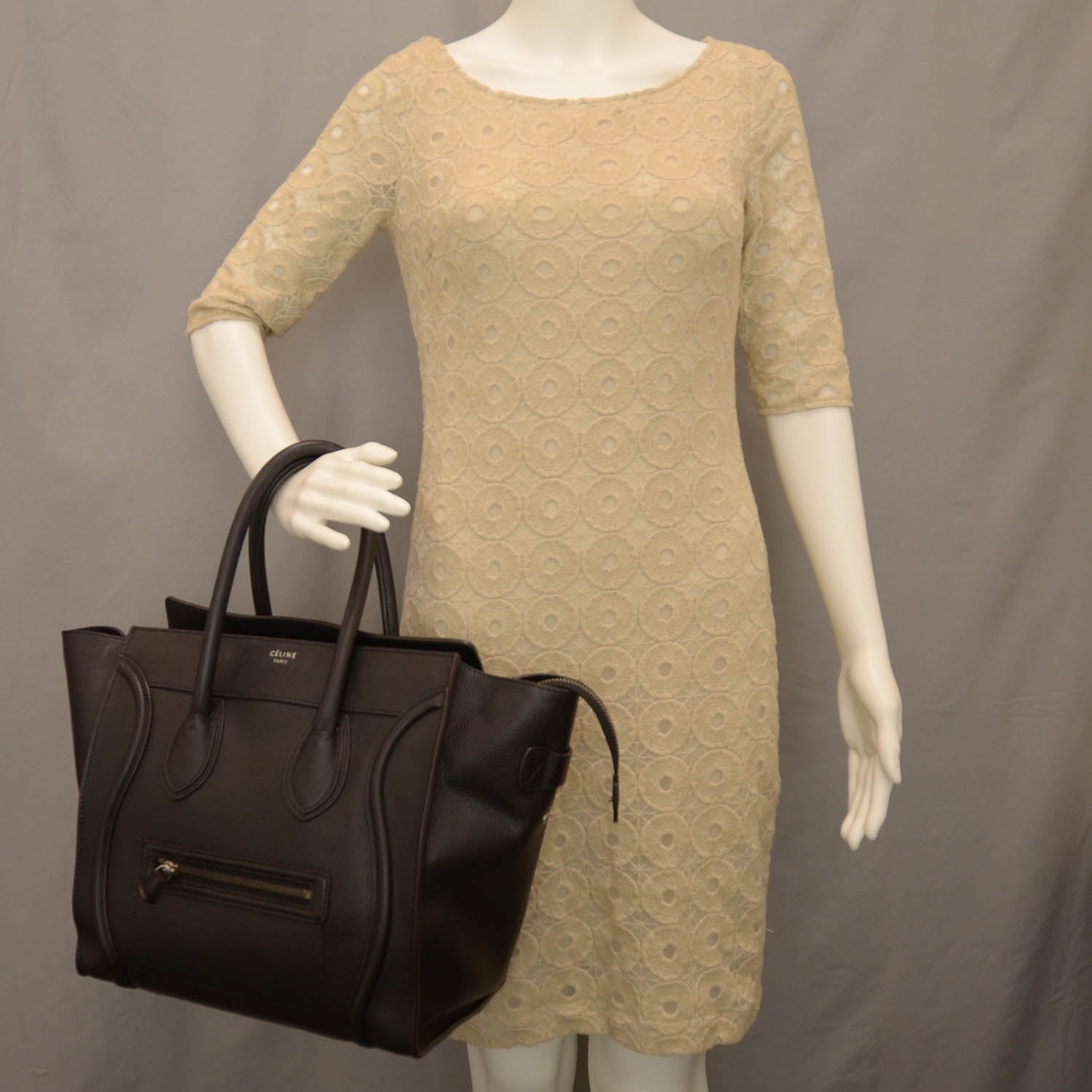 Celine Drummed Calfskin Mini Luggage Black 2 of 8