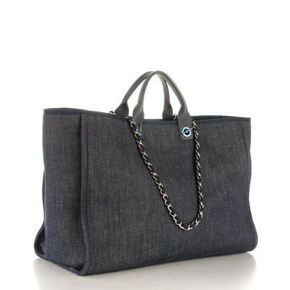 Chanel Canvas Extra Large Deauville Tote Dark Blue 3 of 7