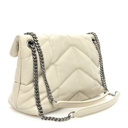 Saint Laurent Lambskin Quilted Small Loulou Puffer Monogram Chain Satchel Crema Soft 2 of 9