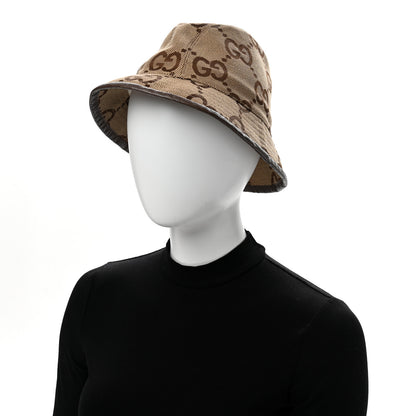 Gucci Monogram Jumbo GG Bucket Hat L Camel Ebony New Acero 2 of 9