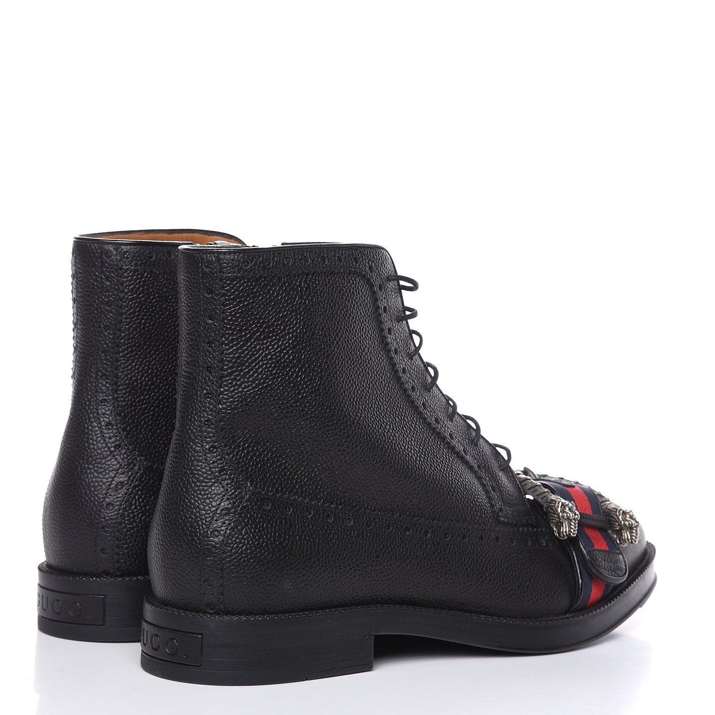 Pebbled Calfskin Dionysus Web Mens Martins Boots 7 Black