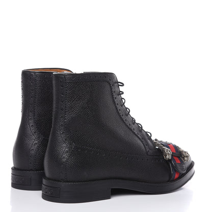 Gucci Pebbled Calfskin Dionysus Web Mens Martins Boots 7 Black 4 of 11