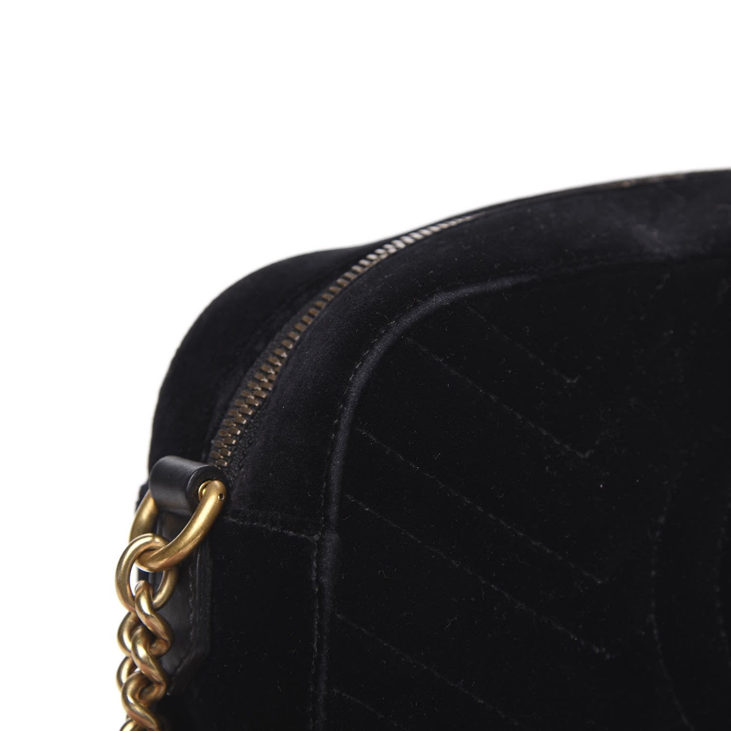 Gucci Velvet Matelasse Small GG Marmont Chain Shoulder Bag Black 9 of 14