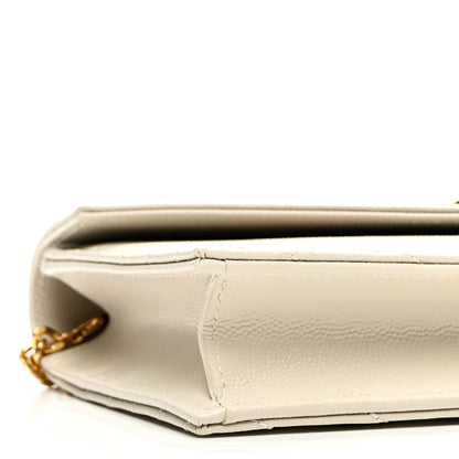 Saint Laurent Grain De Poudre Matelasse Chevron Monogram Envelope Chain Wallet Crema Soft 9 of 10