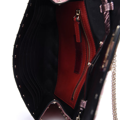 Valentino Garavani Metallic Wrinkled Lambskin Rockstud Spike Wallet on Chain Lipstick 5 of 13