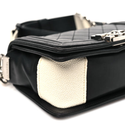Chanel Lambskin Galuchat Stingray Small Boy Crossbody Flap Black 9 of 11