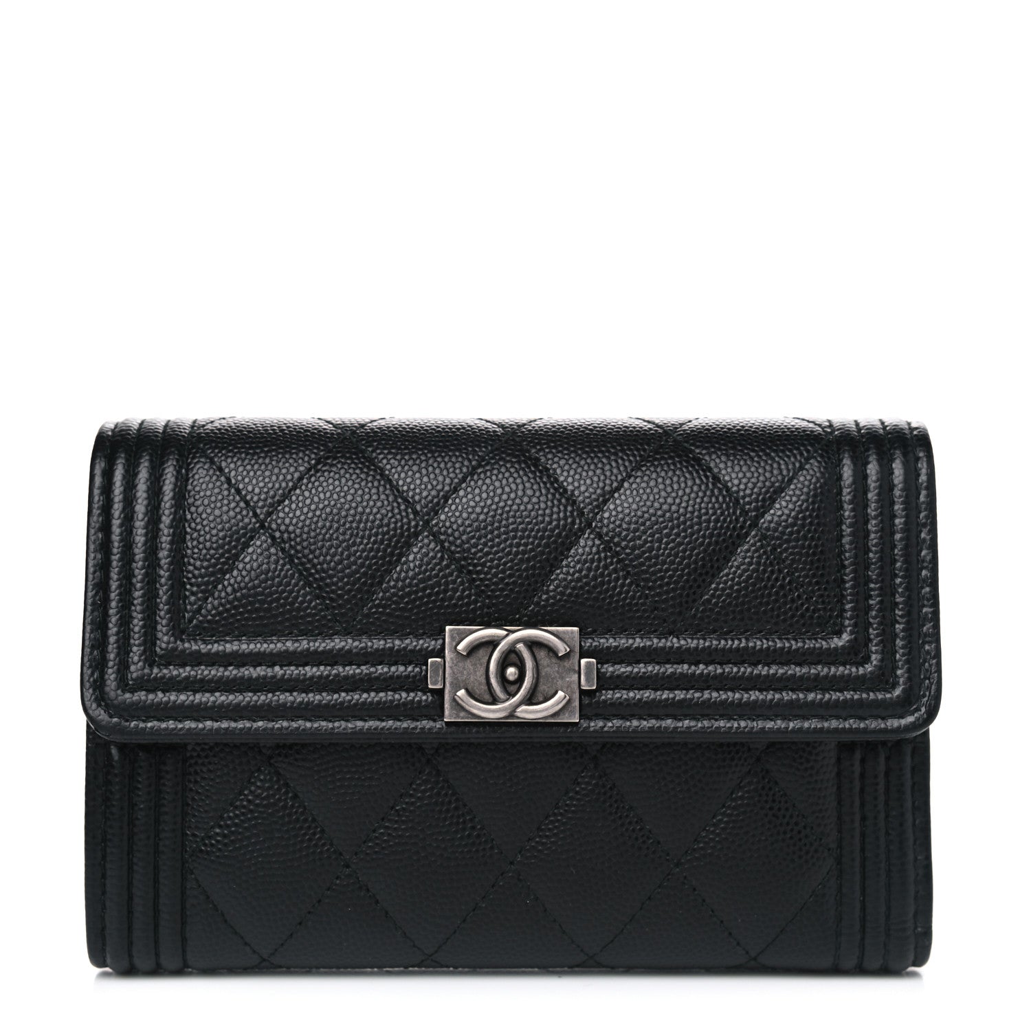 Chanel Caviar Quilted Medium Boy Flap Wallet Black 1 of 4