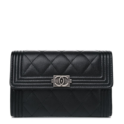 Chanel Caviar Quilted Medium Boy Flap Wallet Black 1 of 4