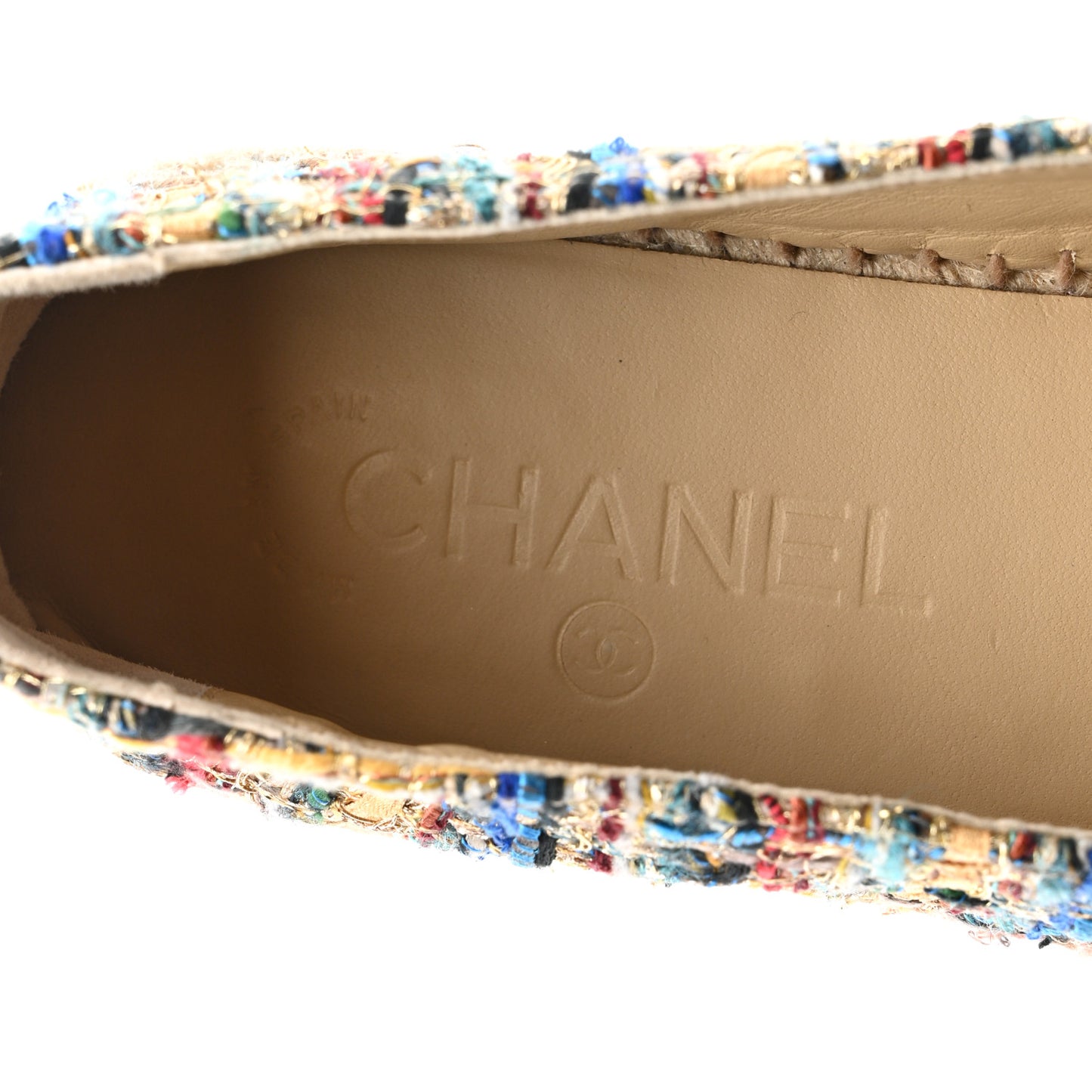 Tweed Grosgrain CC Espadrilles 40 Multicolor Black