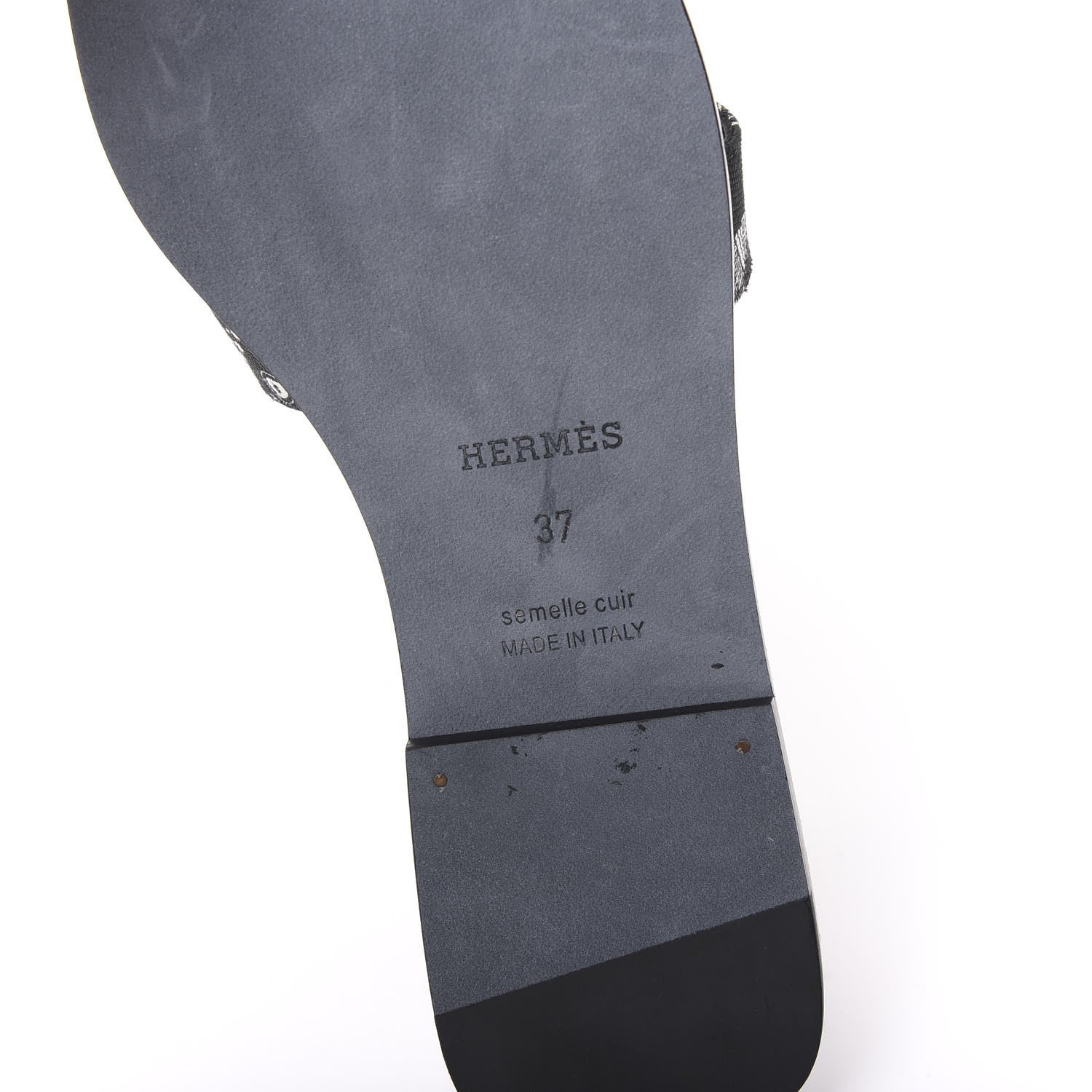 Hermes Cotton Canvas Printed Les Cles Bandana Oran Sandals 37 Black 7 of 9