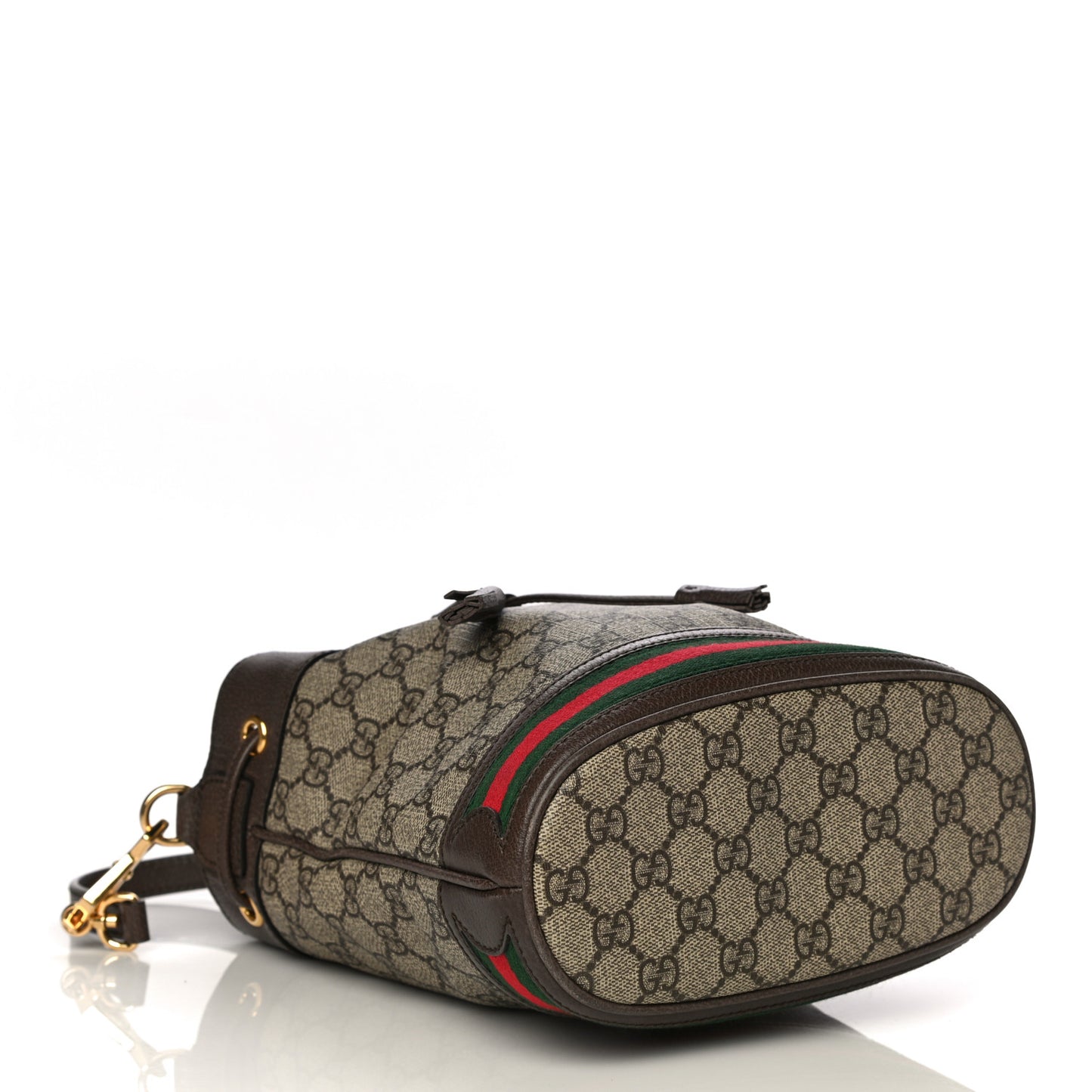 GG Supreme Monogram Web Small Ophidia Bucket Bag Brown