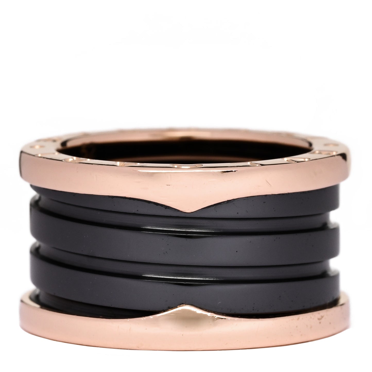 18K Rose Gold Black Ceramic B.Zero1 Four-Band Ring 52 6