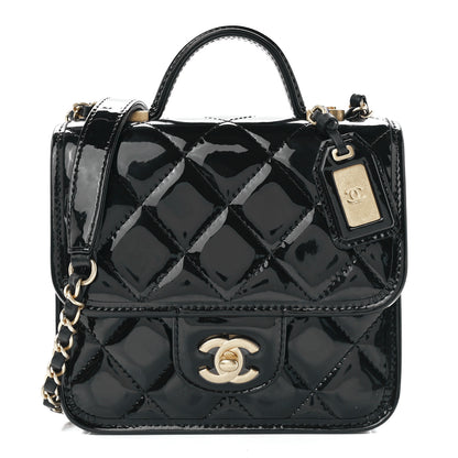 Chanel Patent School Memory Mini Top Handle Flap Black 1 of 12