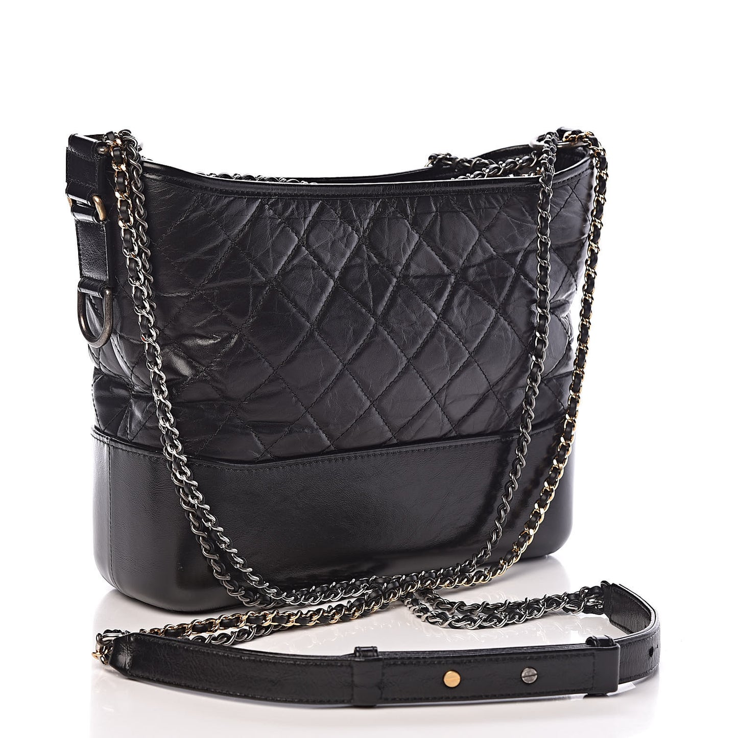 Aged Calfskin Quilted Medium Gabrielle Hobo Black