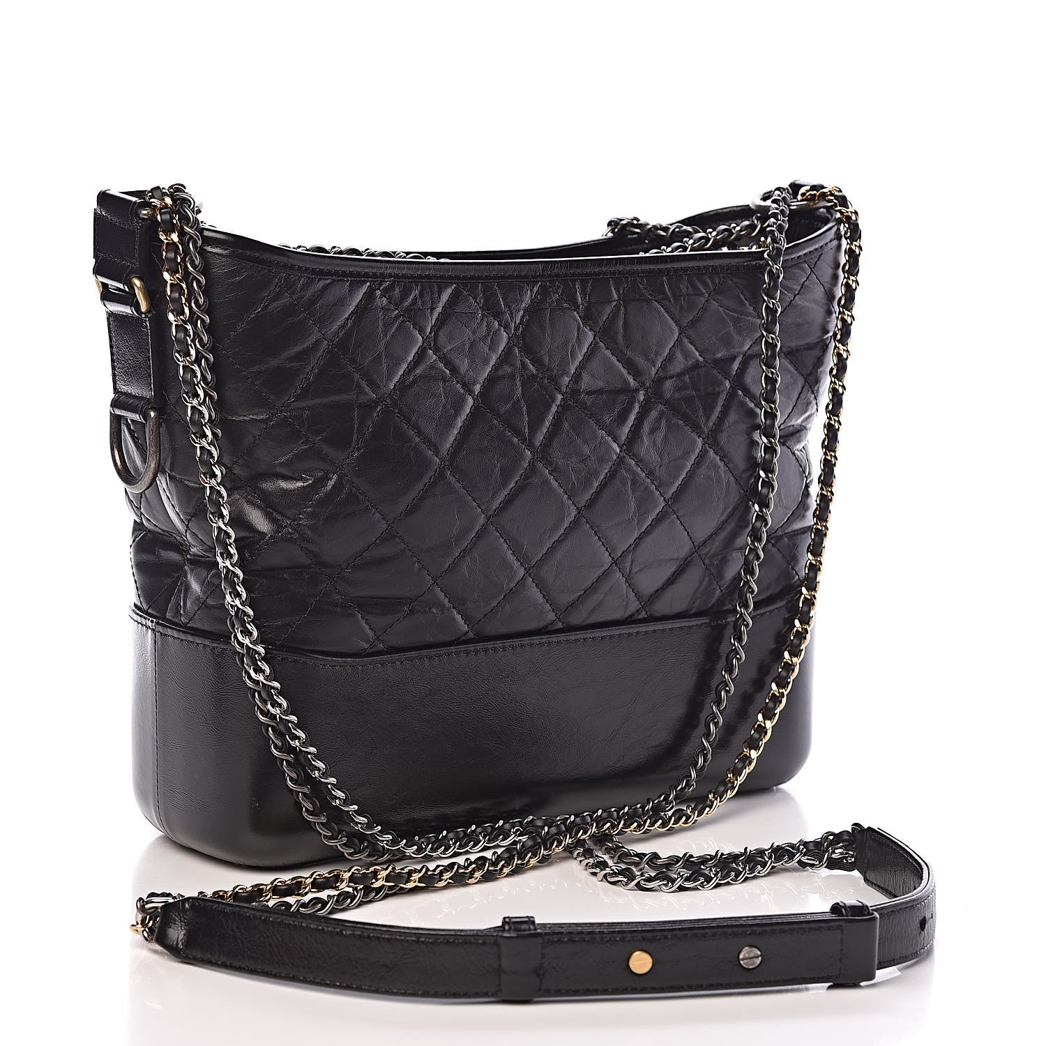 Chanel Aged Calfskin Quilted Medium Gabrielle Hobo Black 3 of 10