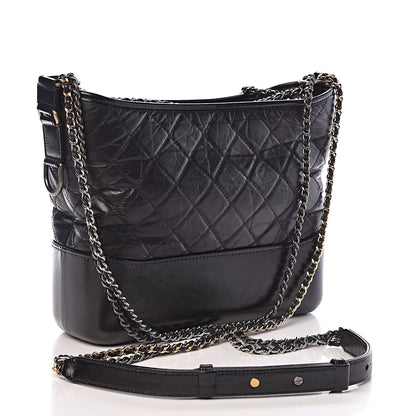 Chanel Aged Calfskin Quilted Medium Gabrielle Hobo Black 3 of 10