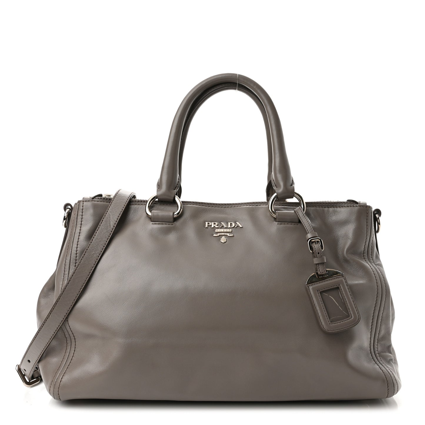 Soft Calf Double Zip Shoulder Bag Argilla