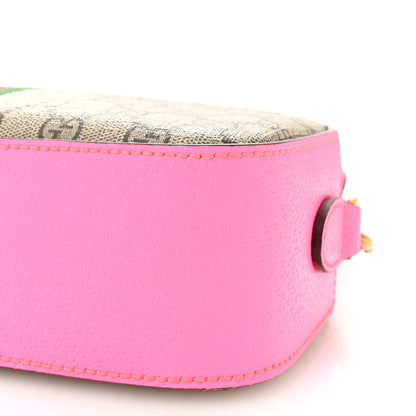 Gucci GG Supreme Monogram Textured Dollar Calfskin Web Ophidia Small Crossbody Bag Beige Ebony Fuchsia 9 of 10