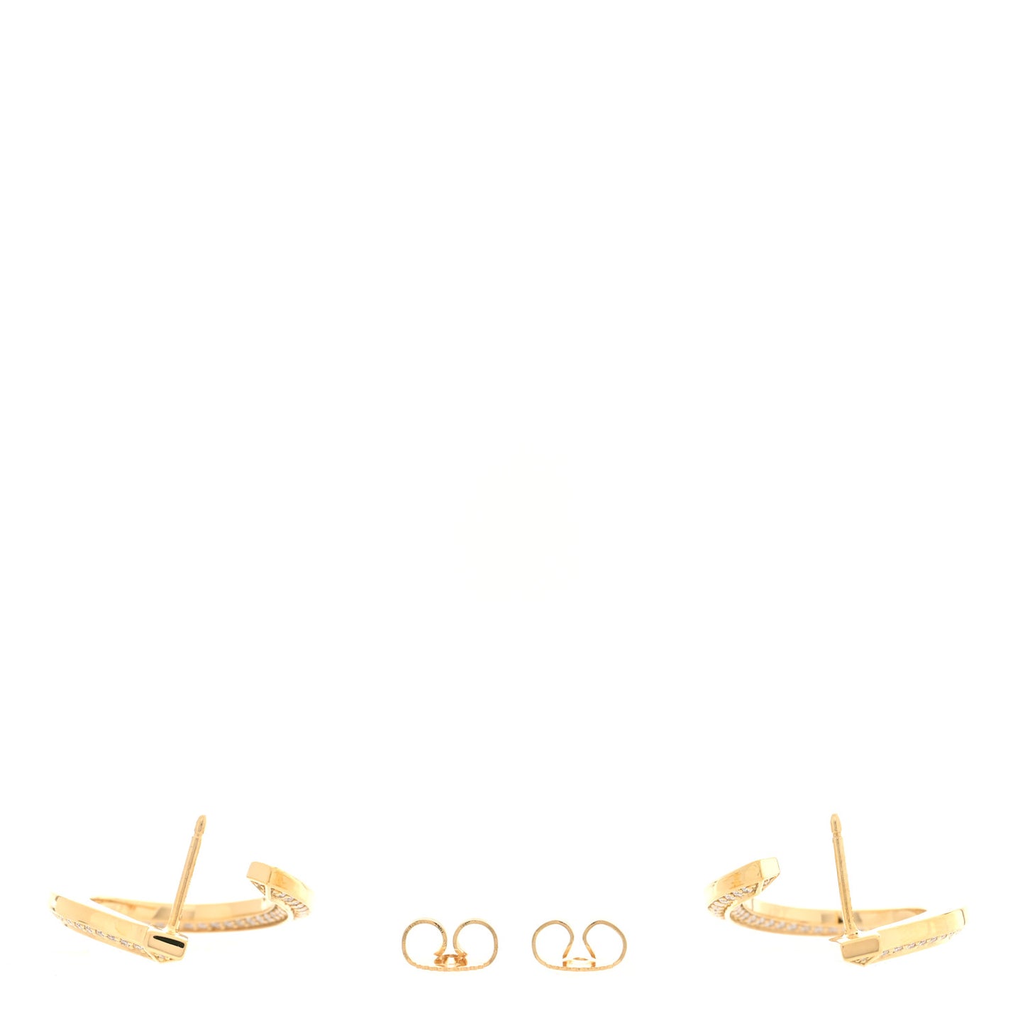 18K Yellow Gold Diamond T1 Open Hoop Earrings