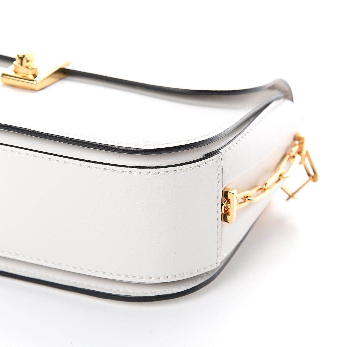 Vitello Chain Flap Bag White