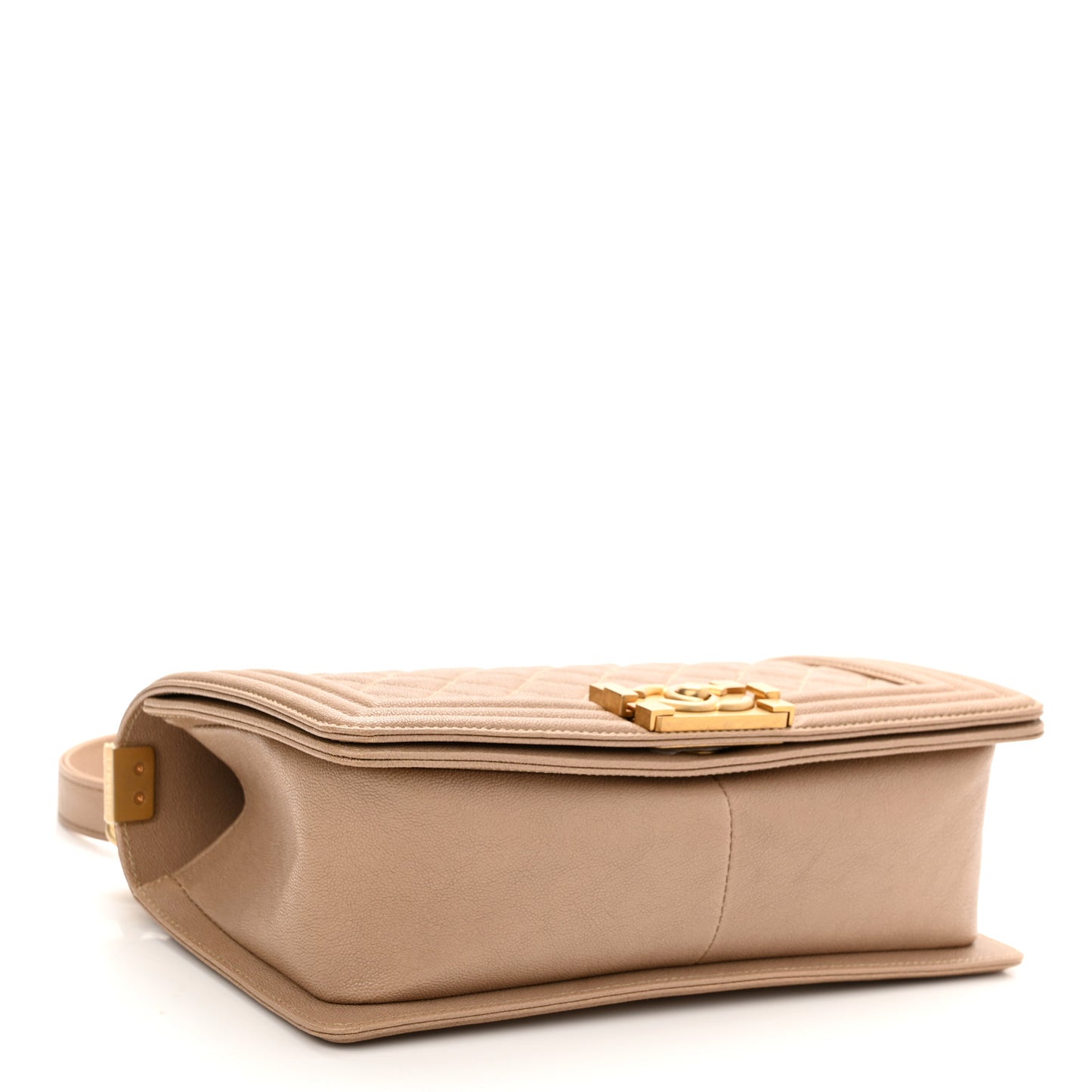 Caviar Quilted Medium Boy Flap Beige