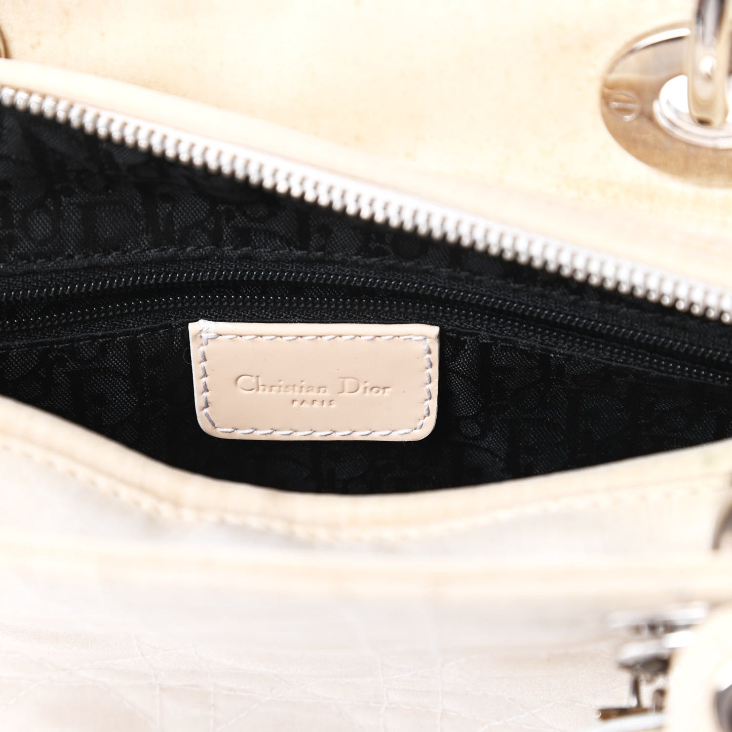 Nylon Cannage Medium Lady Dior White