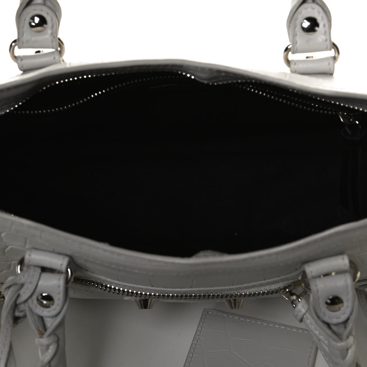Matte Supple Lambskin Crocodile Embossed Classic Silver Hardware S City White