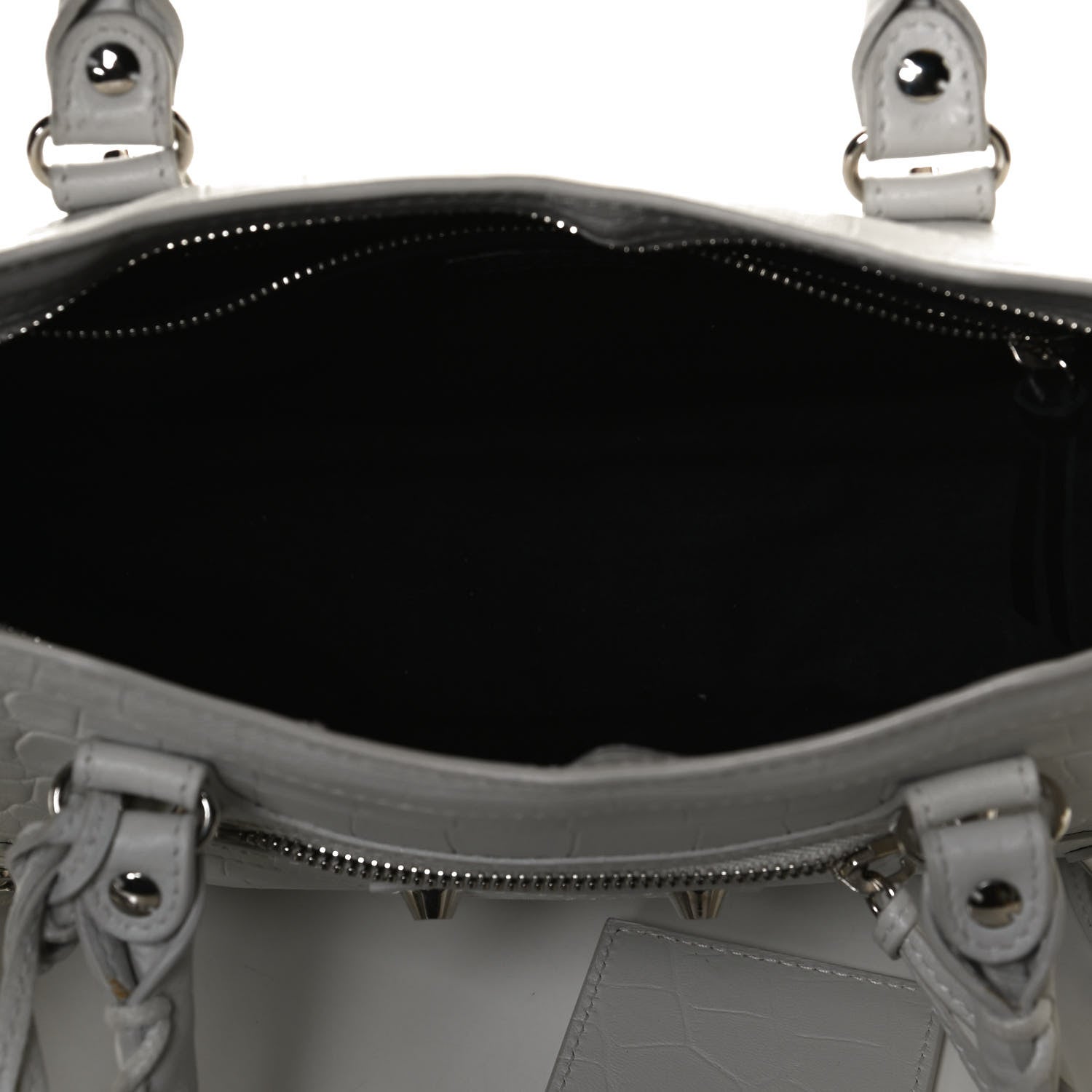 Balenciaga Matte Supple Lambskin Crocodile Embossed Classic Silver Hardware S City White 4 of 11