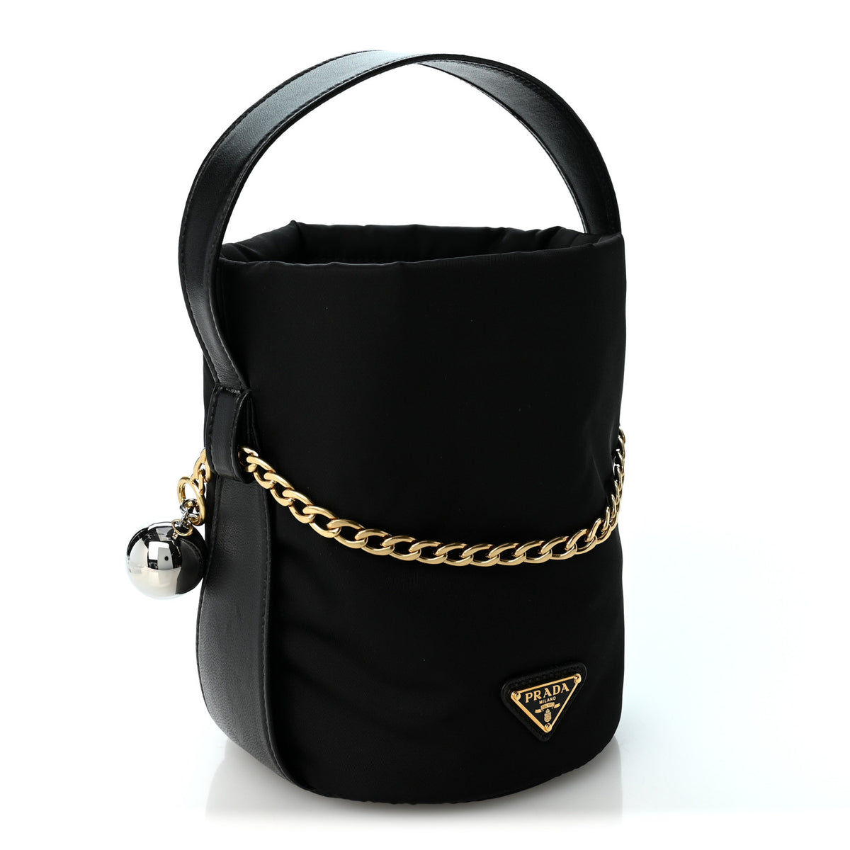 Tessuto Nylon Nappa Petit Sac Mini Bucket Bag Black