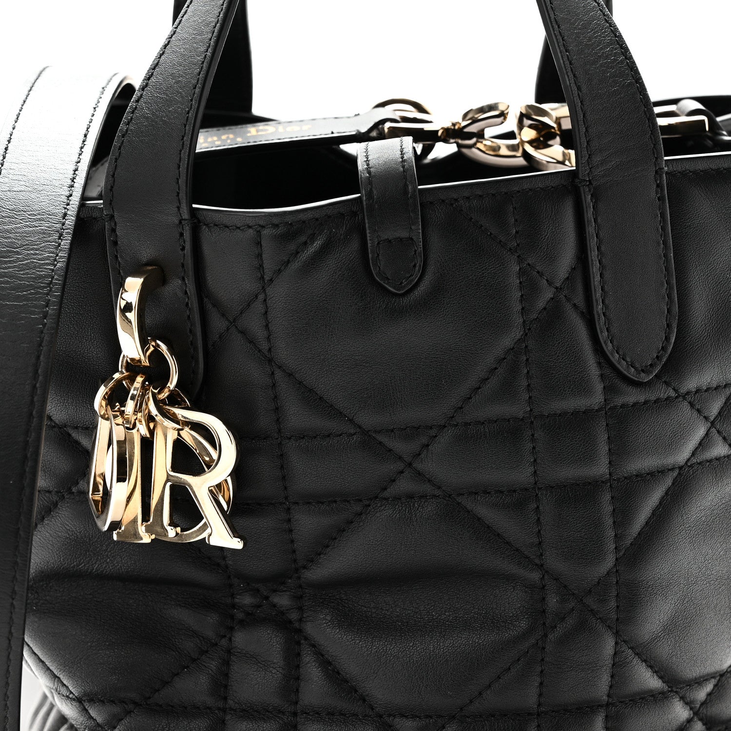 Christian Dior Calfskin Macrocannage Small Toujours Vertical Tote Black 7 of 9