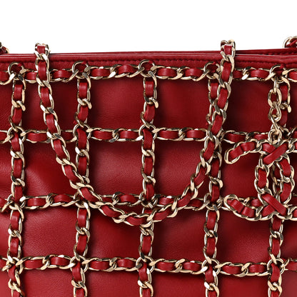 Chanel Lambskin Shopping Chain Tote Red 15 of 19