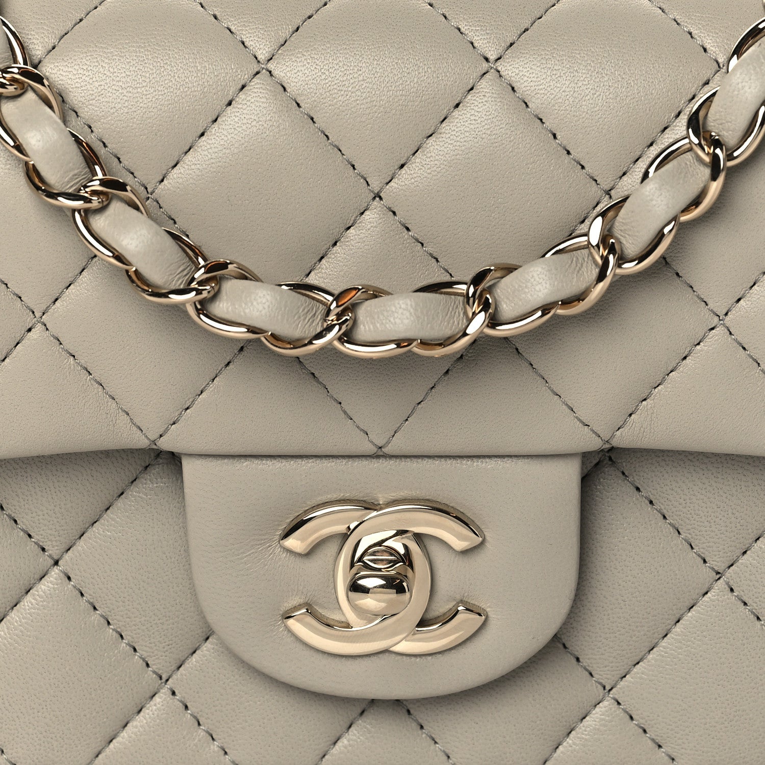 Chanel Lambskin Quilted Mini Rectangular Flap Grey 8 of 11