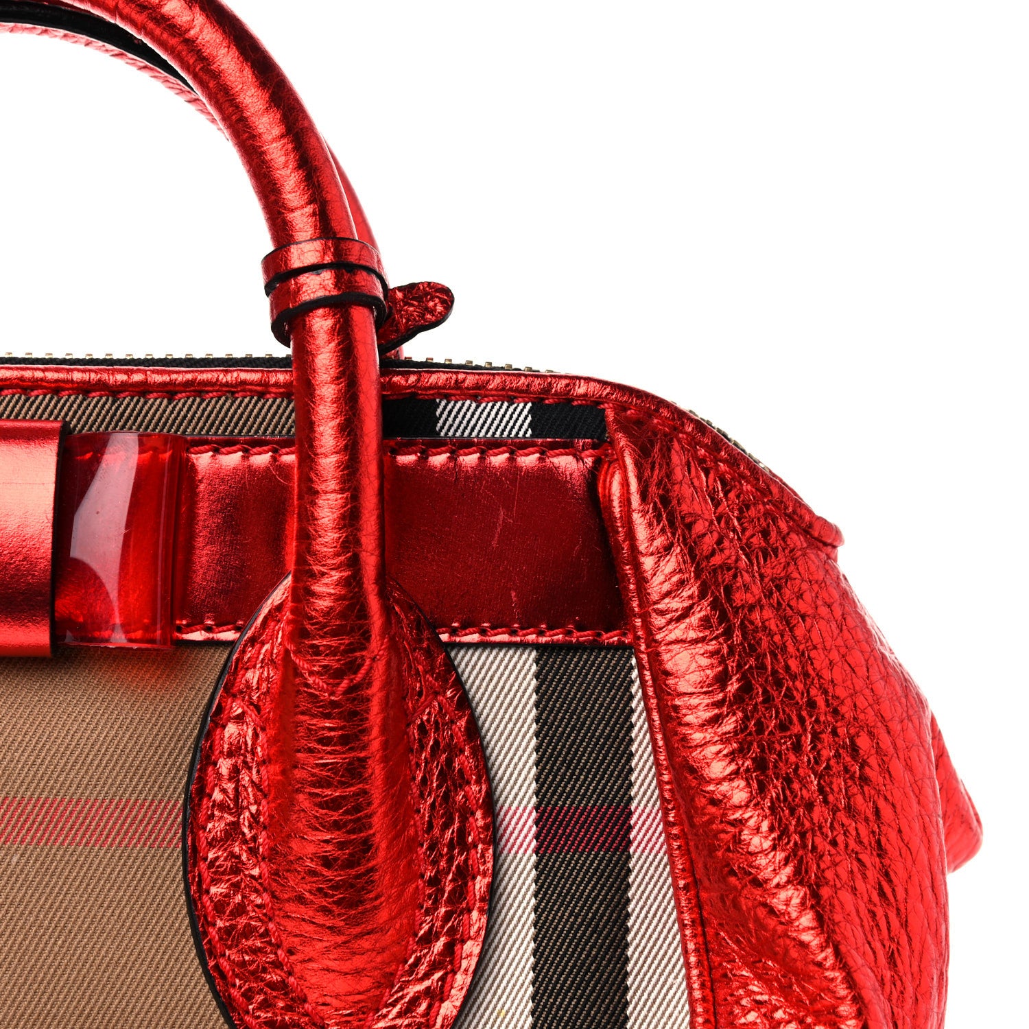 Burberry Prorsum Metallic Calfskin House Check Small Blaze Satchel Cadmium Red 10 of 14