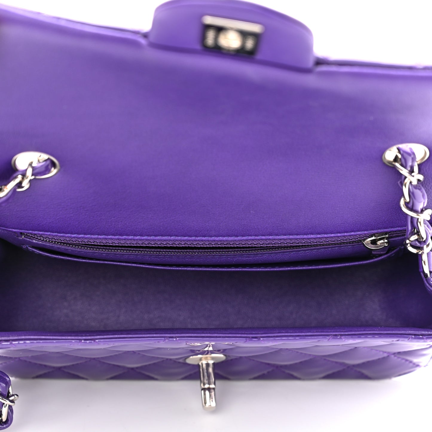 Patent Quilted Mini Rectangular Flap Purple