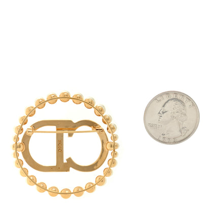 Christian Dior Crystal Pearl CD Logo Brooch Gold 2 of 3